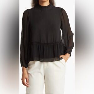 DR2 by Daniel Rainn Crop Pleated
Peplum Blouse